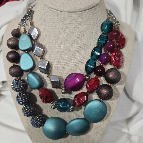 Rare Multicolor Statement Necklace Variation Of Stones - Picture 1 of 10